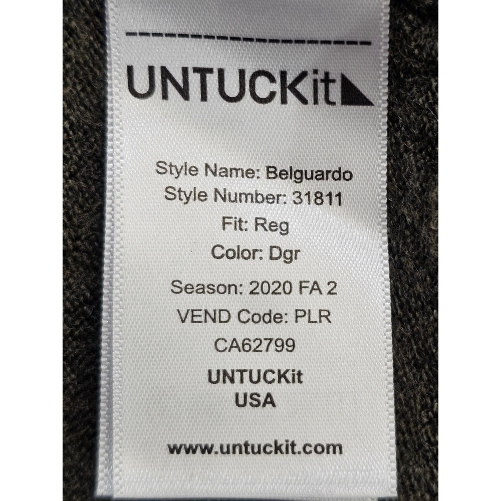 UNTUCKit Belguardo Sweater Mens Large Green Merino Wool Quarter Zip Pullover - Picture 4 of 6